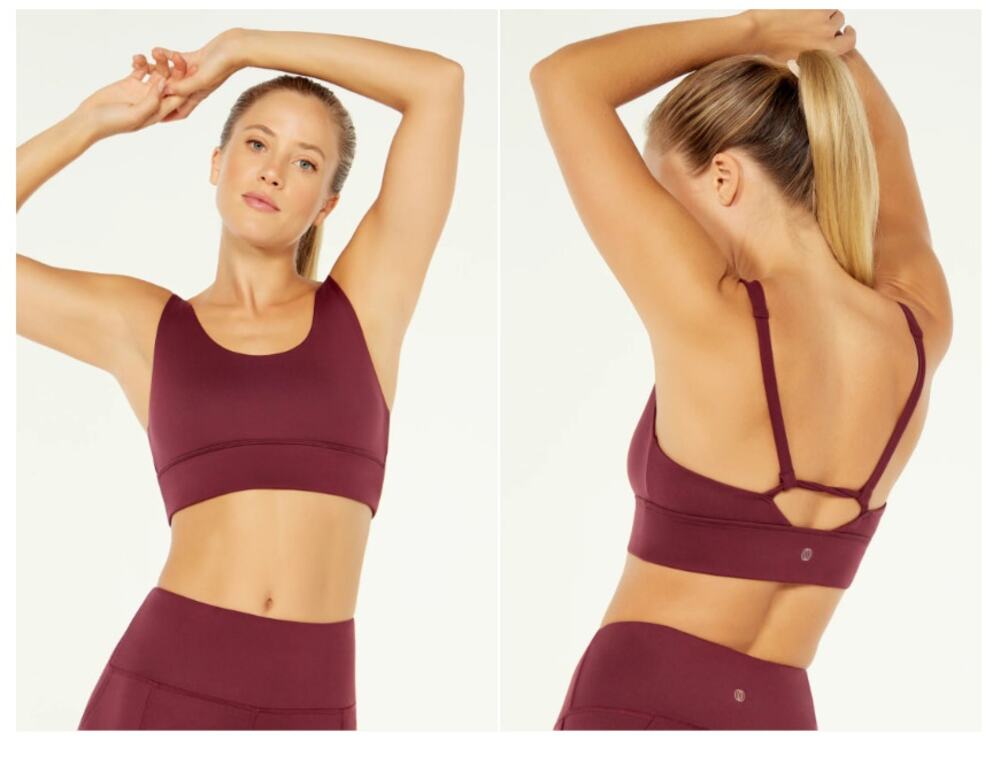 BALANCE COLLECTION WOMENS SIZE XXL CHELSEA MID IMPACT SPORT BRA BURGUNDY